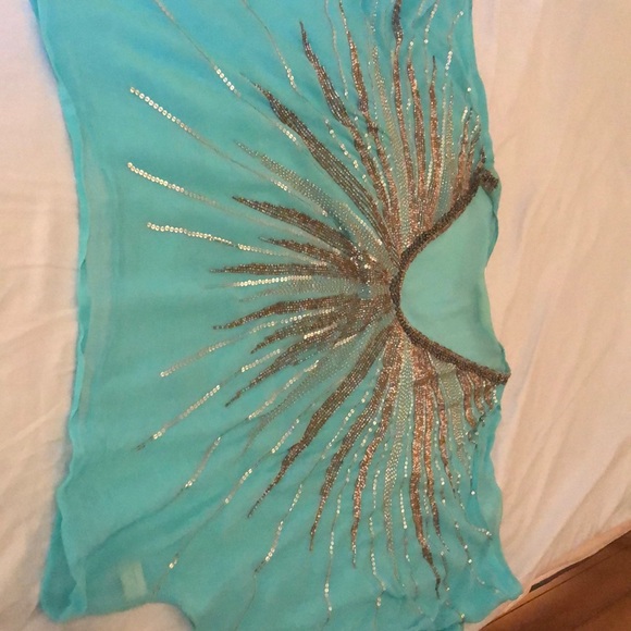 Turquoise Beaded Sheer Top - Picture 2 of 4